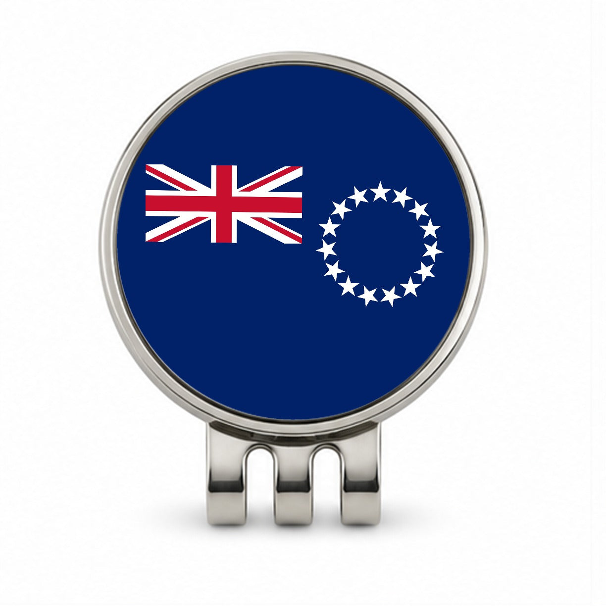 Cook Islands Country Flag Golf Hat Clip with Ball Marker