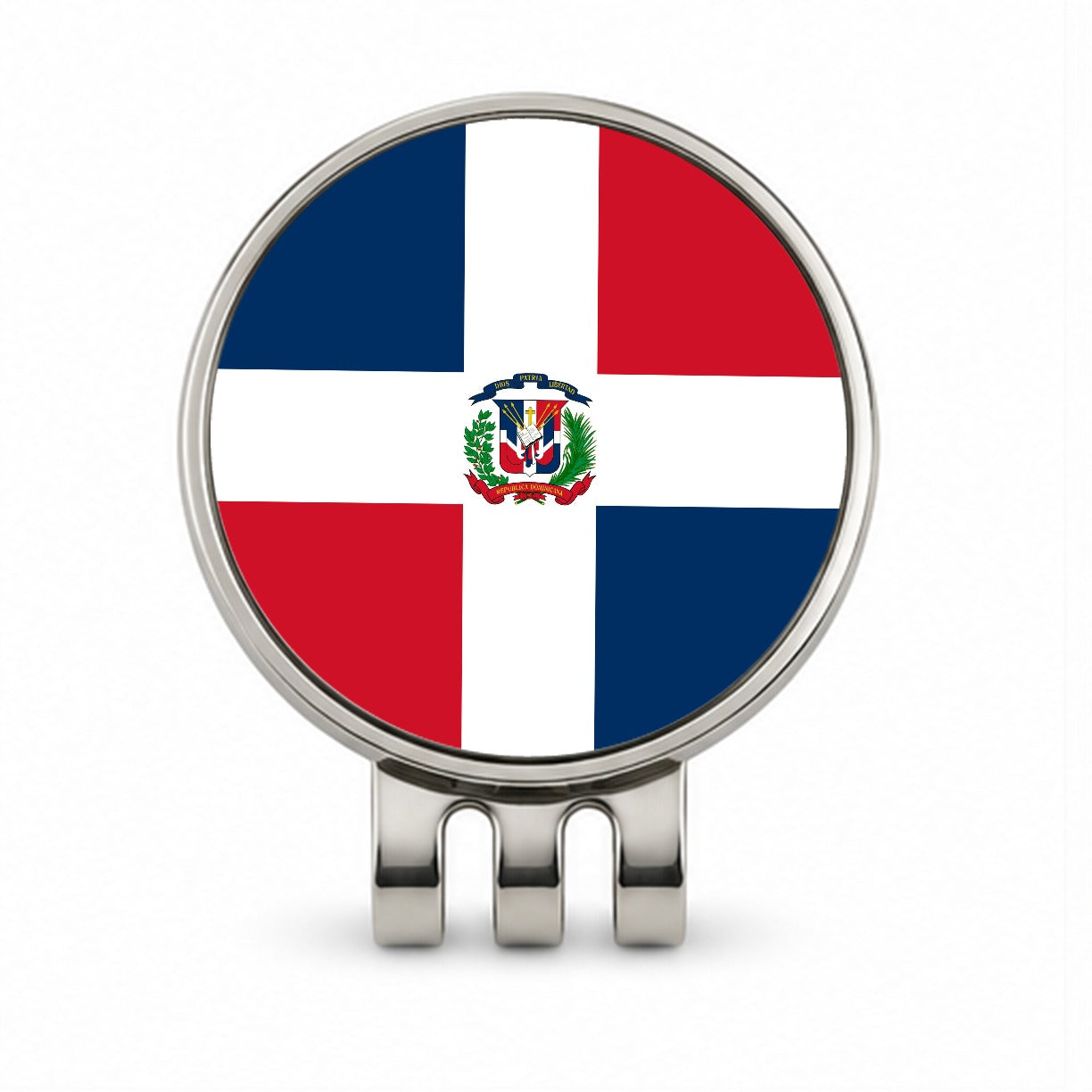Dominican Republic Country Flag Golf Hat Clip with Ball Marker