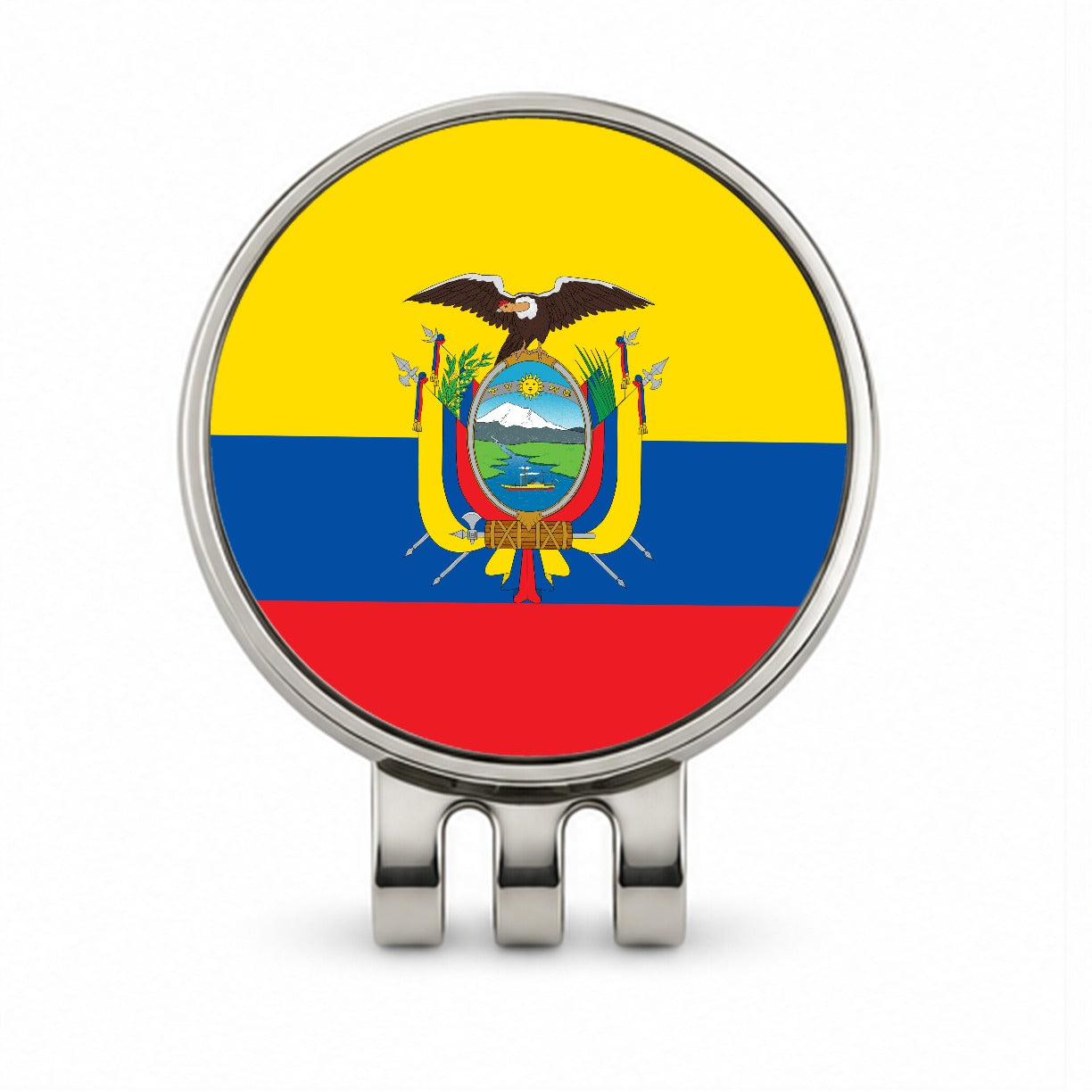 Ecuador Country Flag Golf Hat Clip with Ball Marker