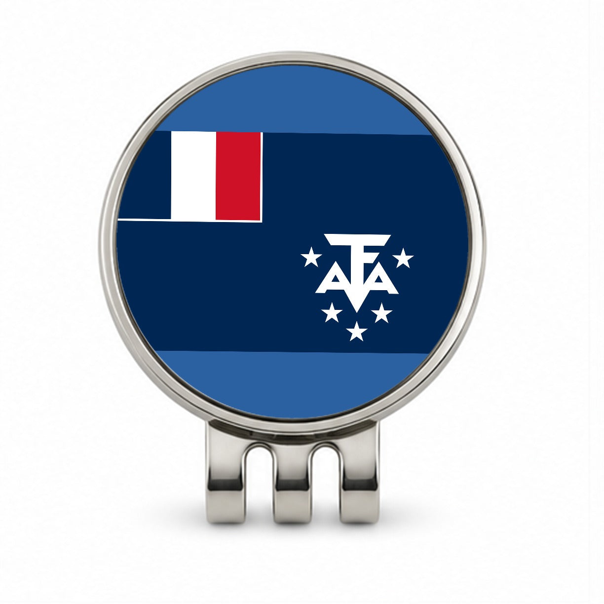 French Southern Territories Country Flag Golf Hat Clip with Ball Marker
