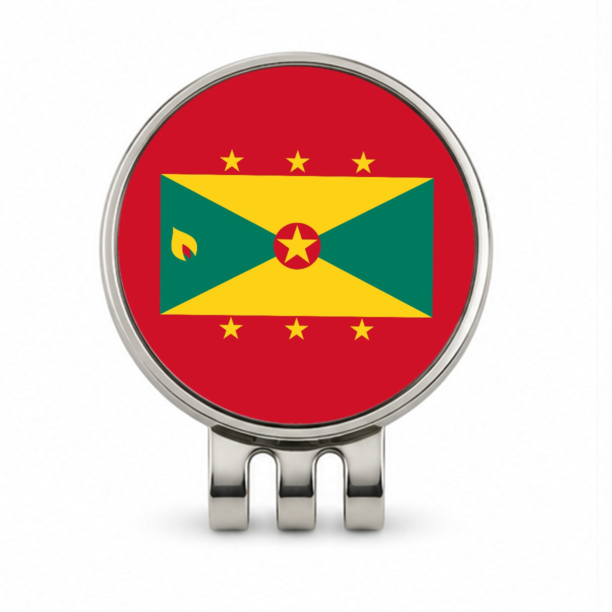 Grenada Country Flag Golf Hat Clip with Ball Marker