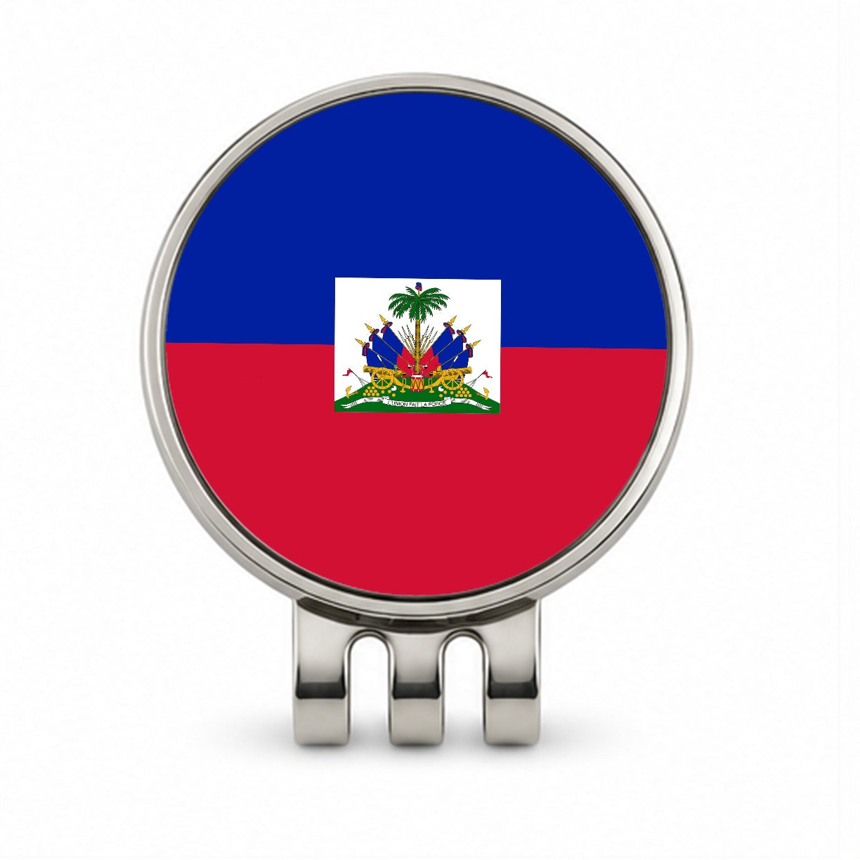 Haiti Country Flag Golf Hat Clip with Ball Marker