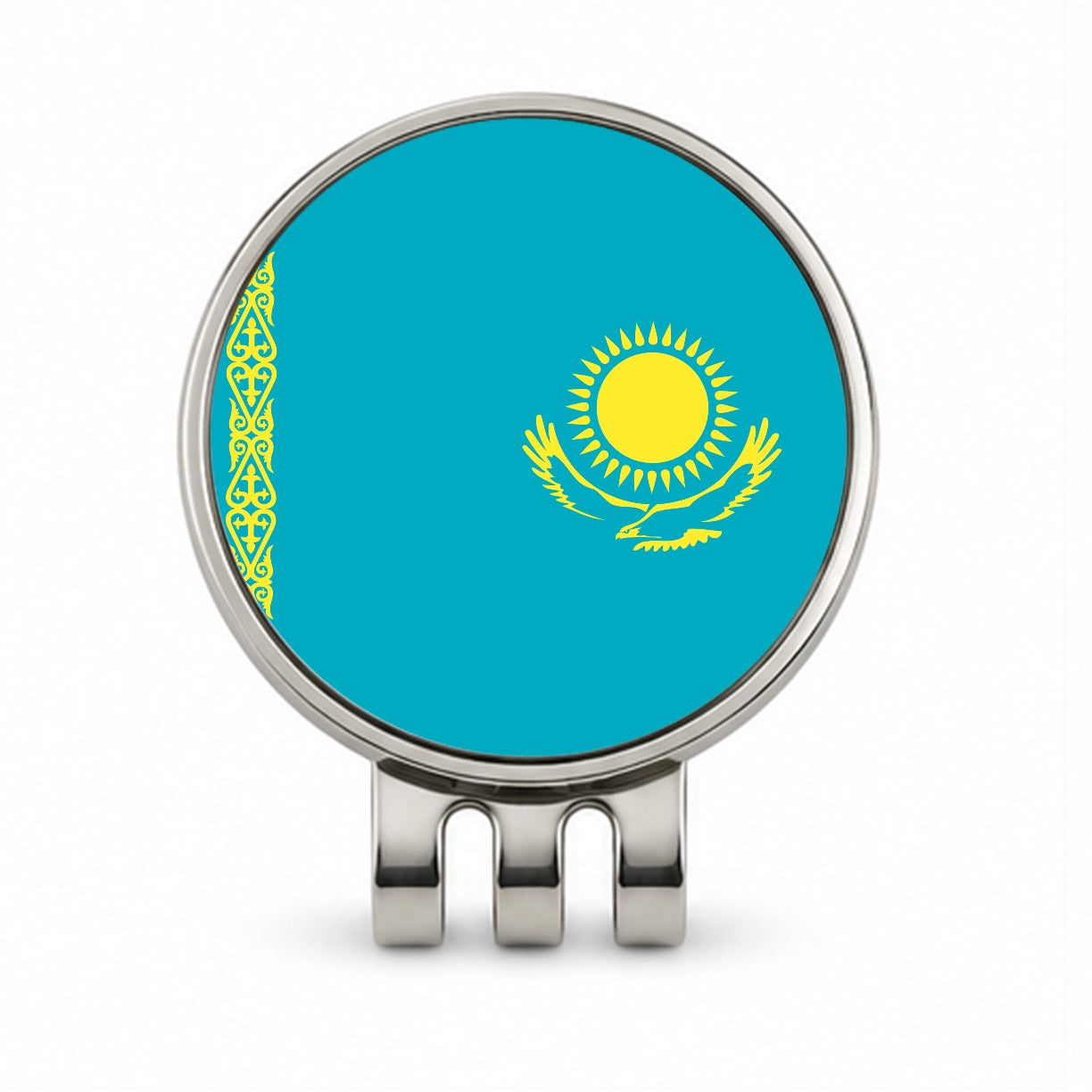 Kazakhstan Country Flag Golf Hat Clip with Ball Marker