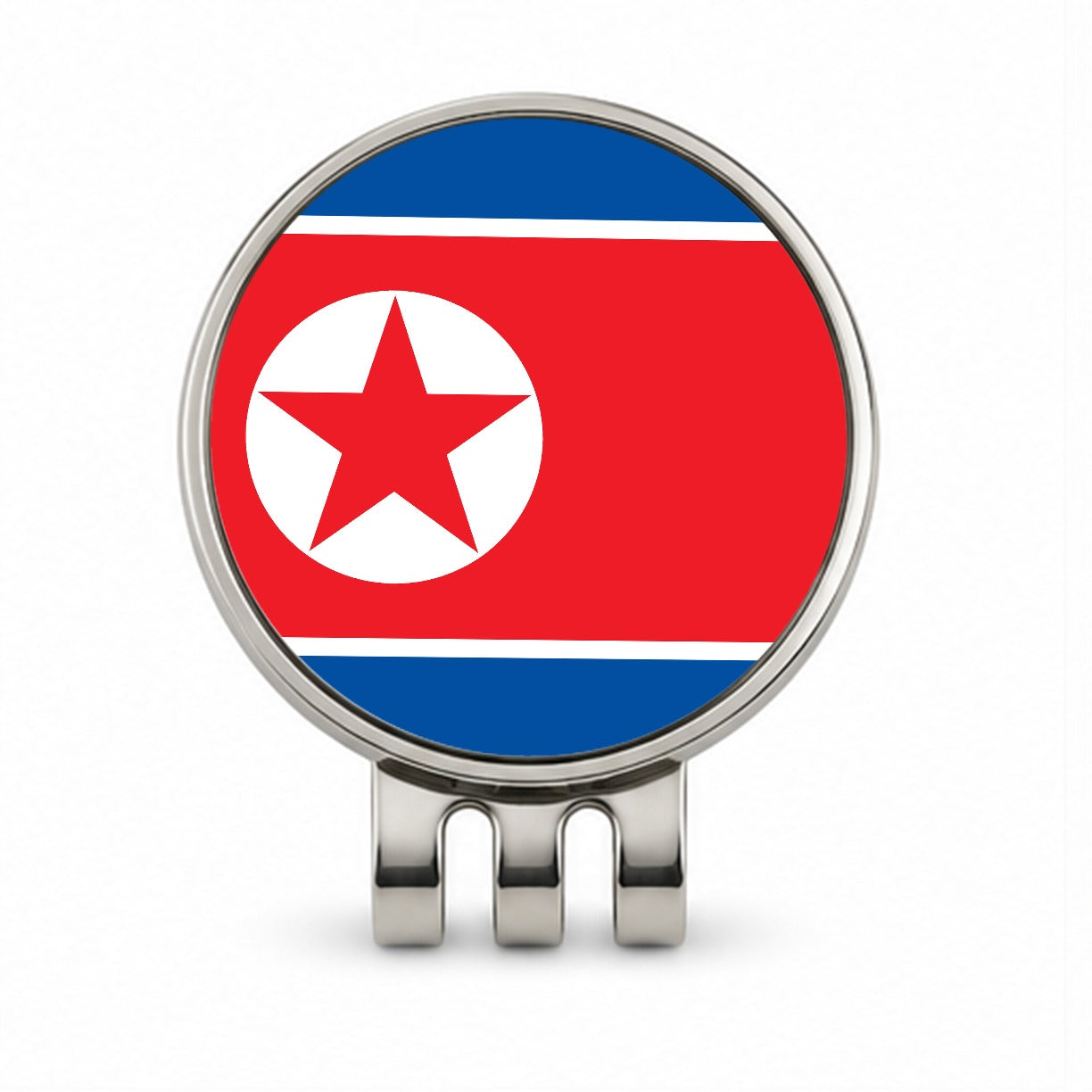 Korea (the Democratic People's Republic of) Country Flag Golf Hat Clip with Ball Marker