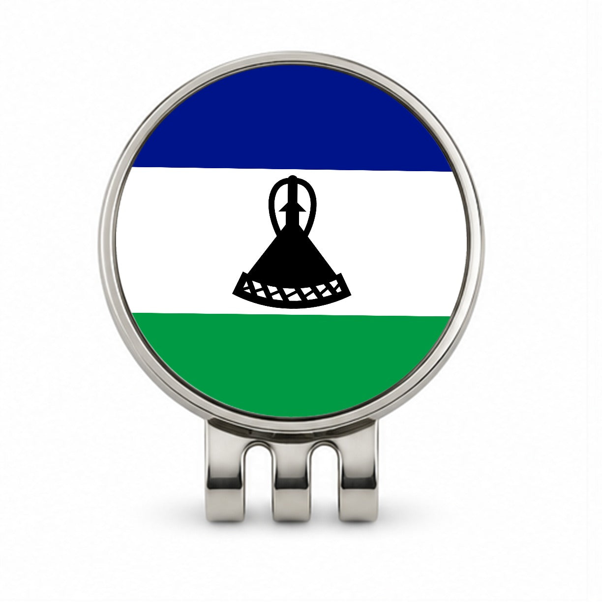 Lesotho Country Flag Golf Hat Clip with Ball Marker