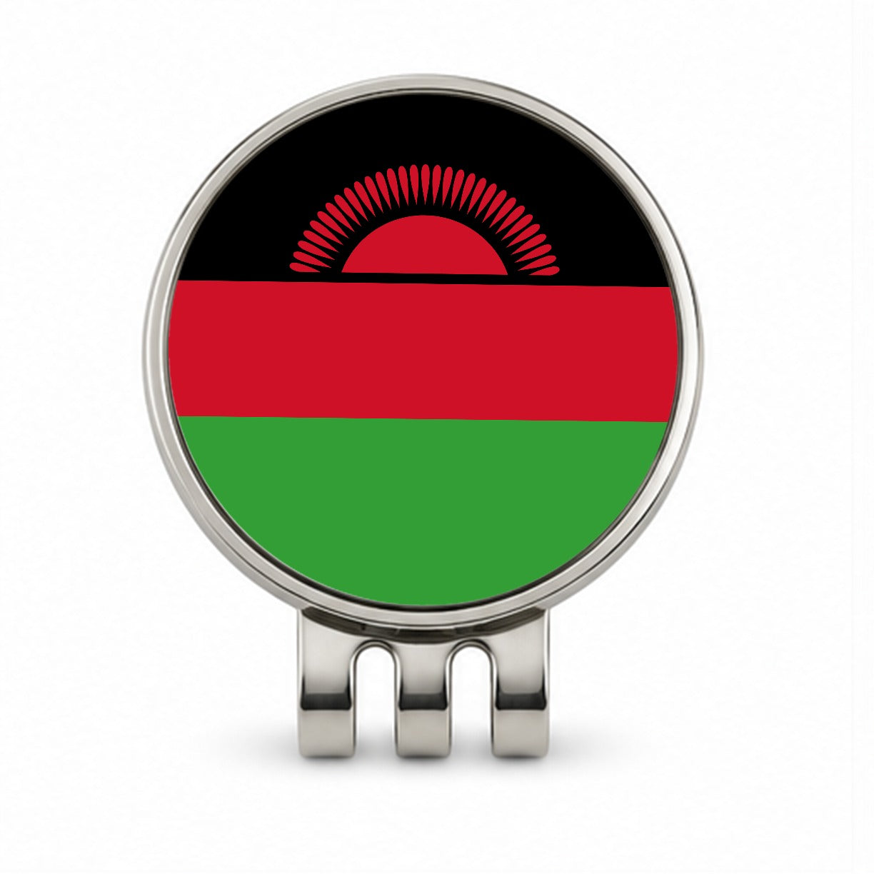 Malawi Country Flag Golf Hat Clip with Ball Marker