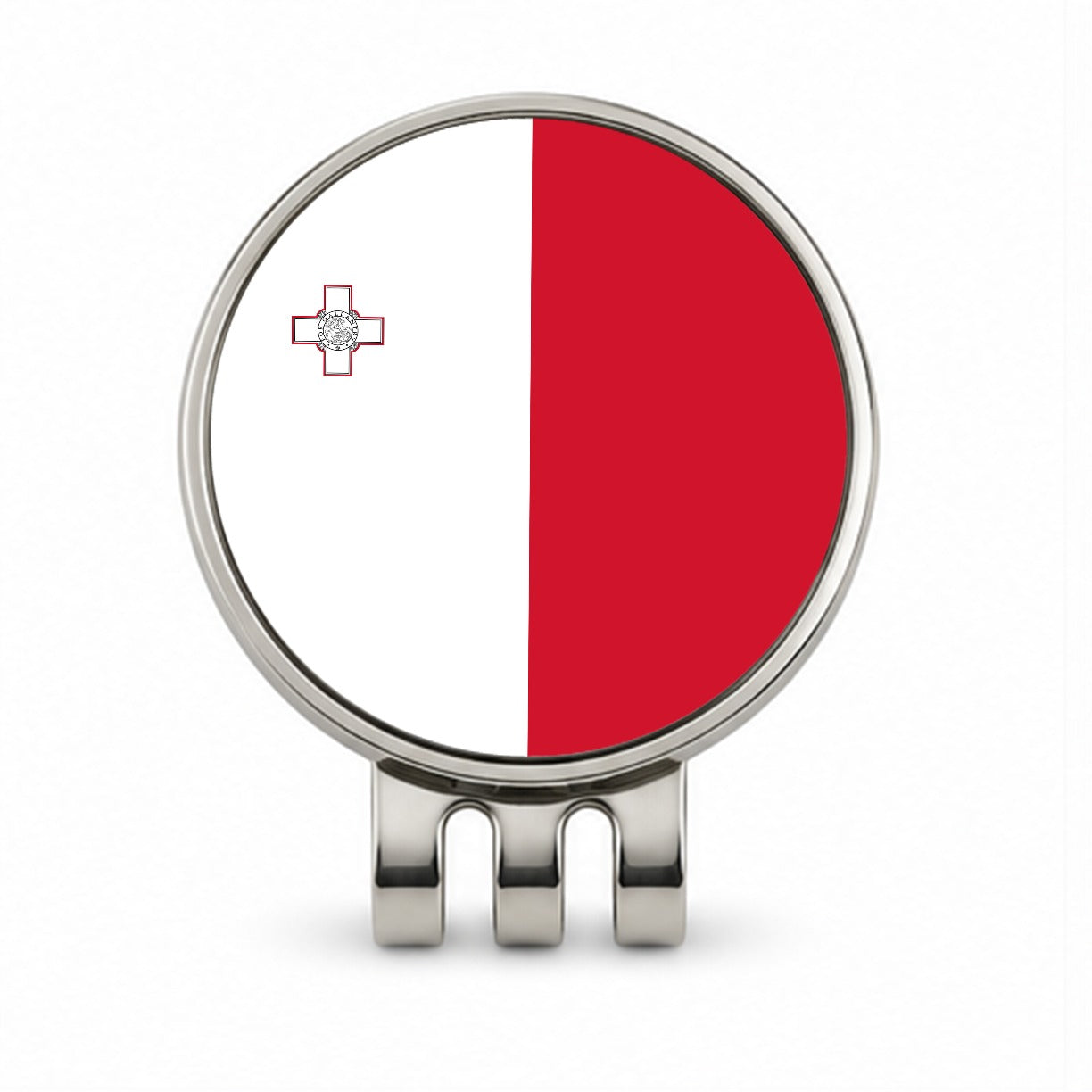 Malta Country Flag Golf Hat Clip with Ball Marker