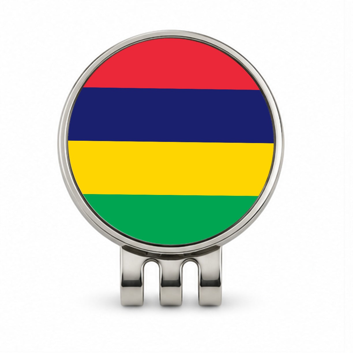 Mauritius Country Flag Golf Hat Clip with Ball Marker