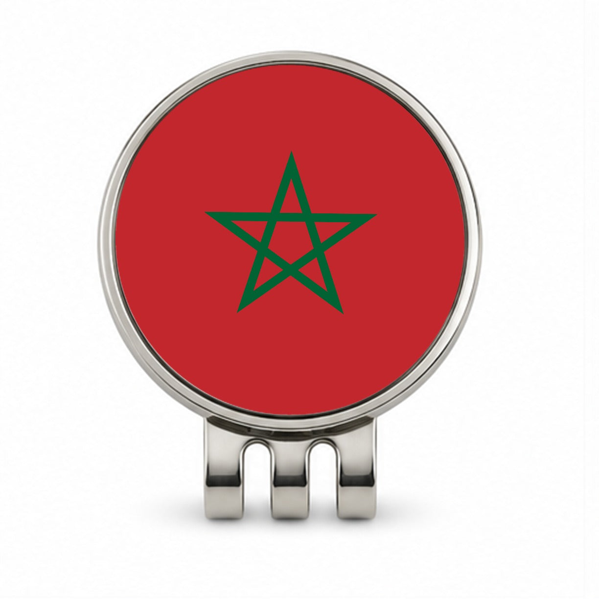 Morocco Country Flag Golf Hat Clip with Ball Marker