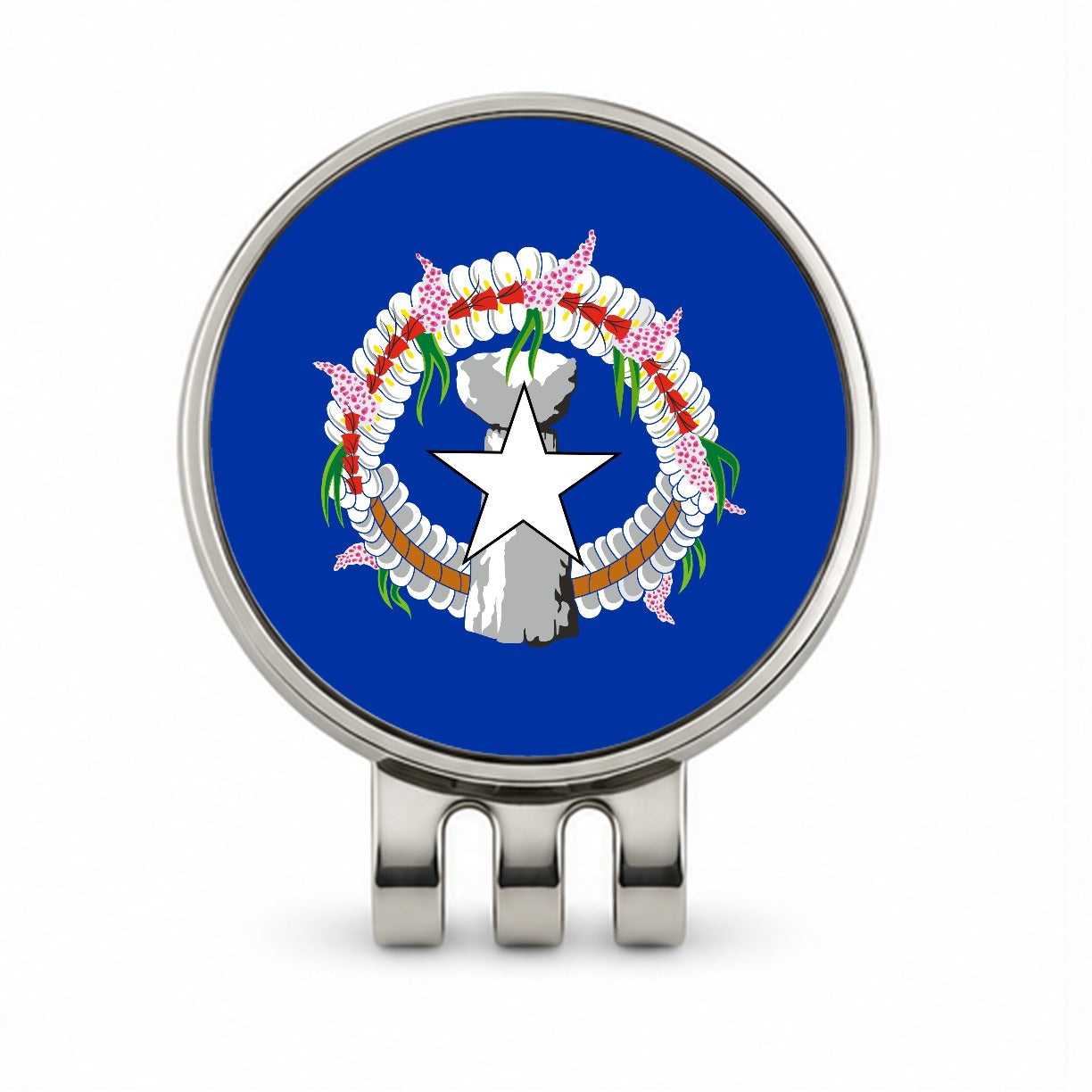 Northern Mariana Islands Country Flag Golf Hat Clip with Ball Marker