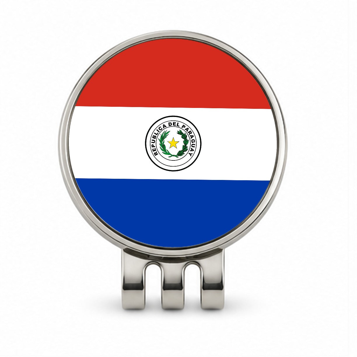 Paraguay Country Flag Golf Hat Clip with Ball Marker