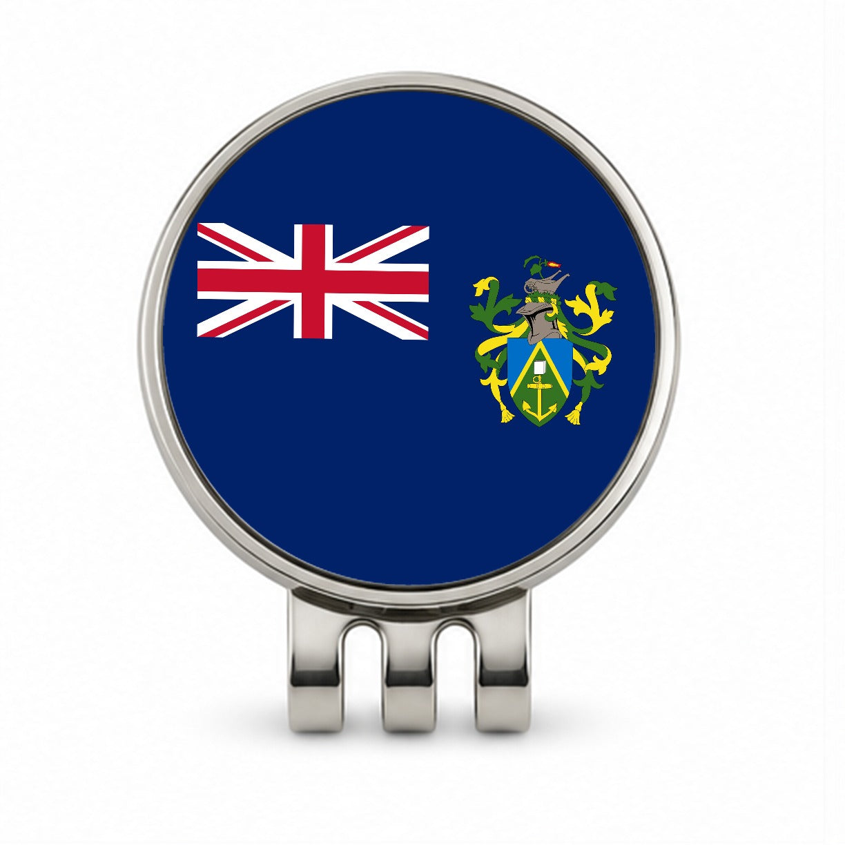 Pitcairn Country Flag Golf Hat Clip with Ball Marker