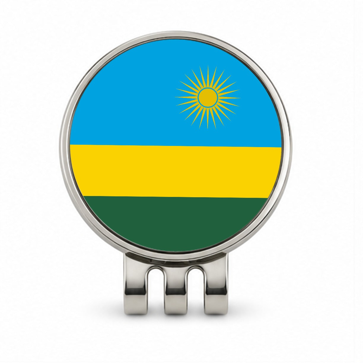 Rwanda Country Flag Golf Hat Clip with Ball Marker
