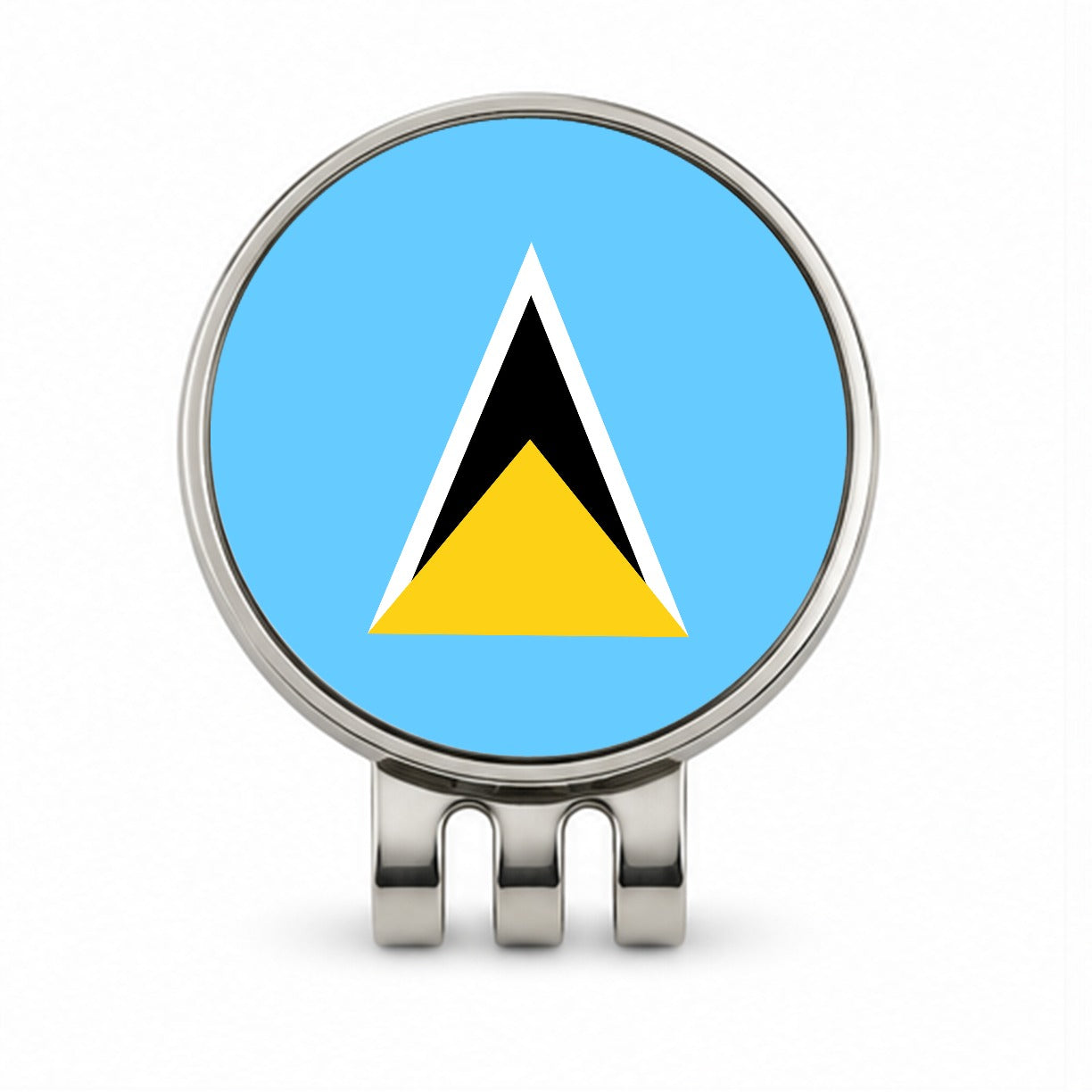 Saint Lucia Country Flag Golf Hat Clip with Ball Marker