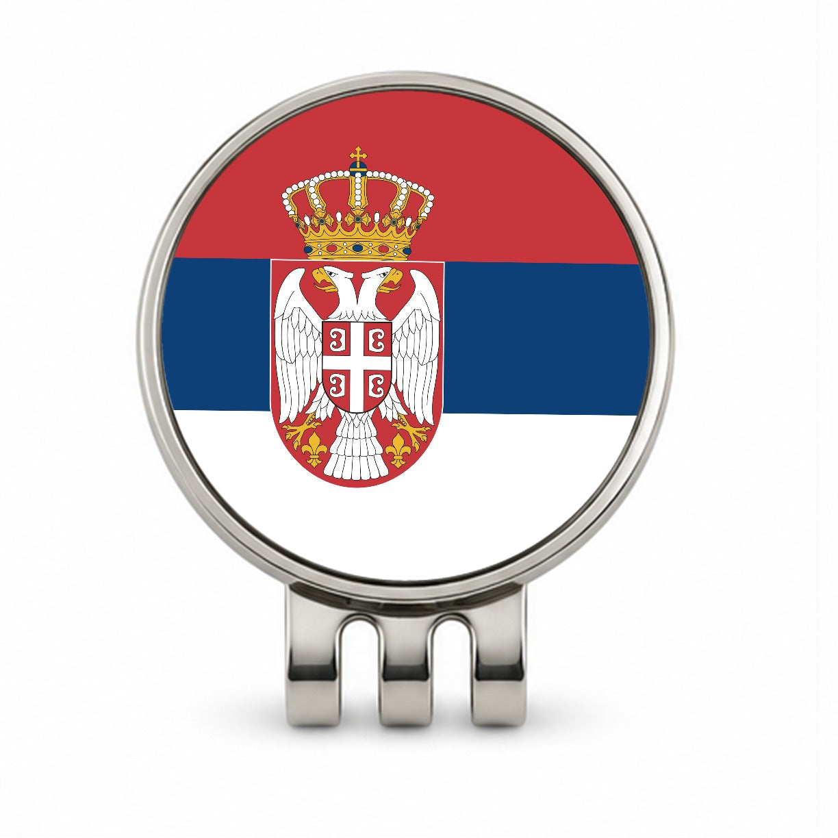 Serbia Country Flag Golf Hat Clip with Ball Marker