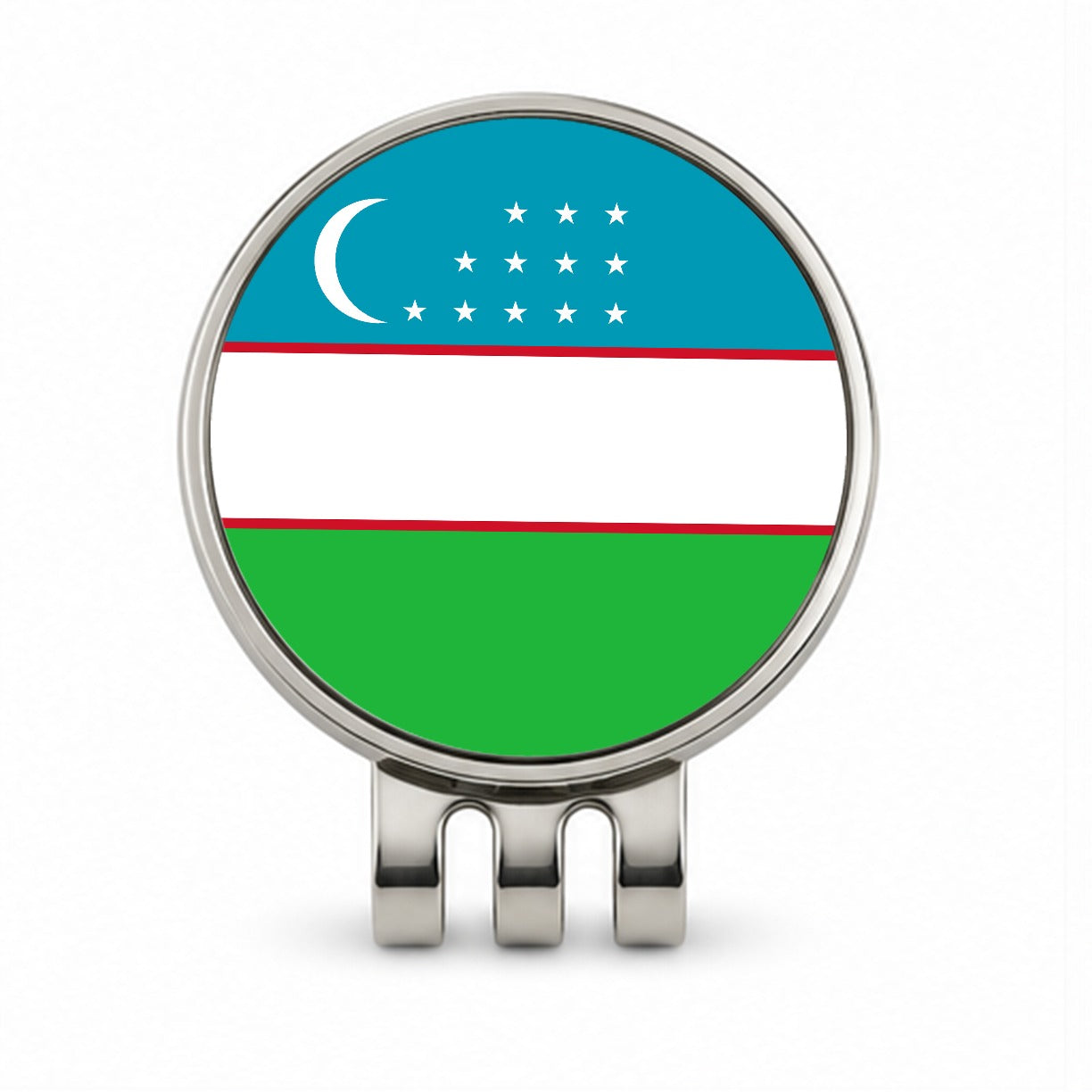 Uzbekistan Country Flag Golf Hat Clip with Ball Marker