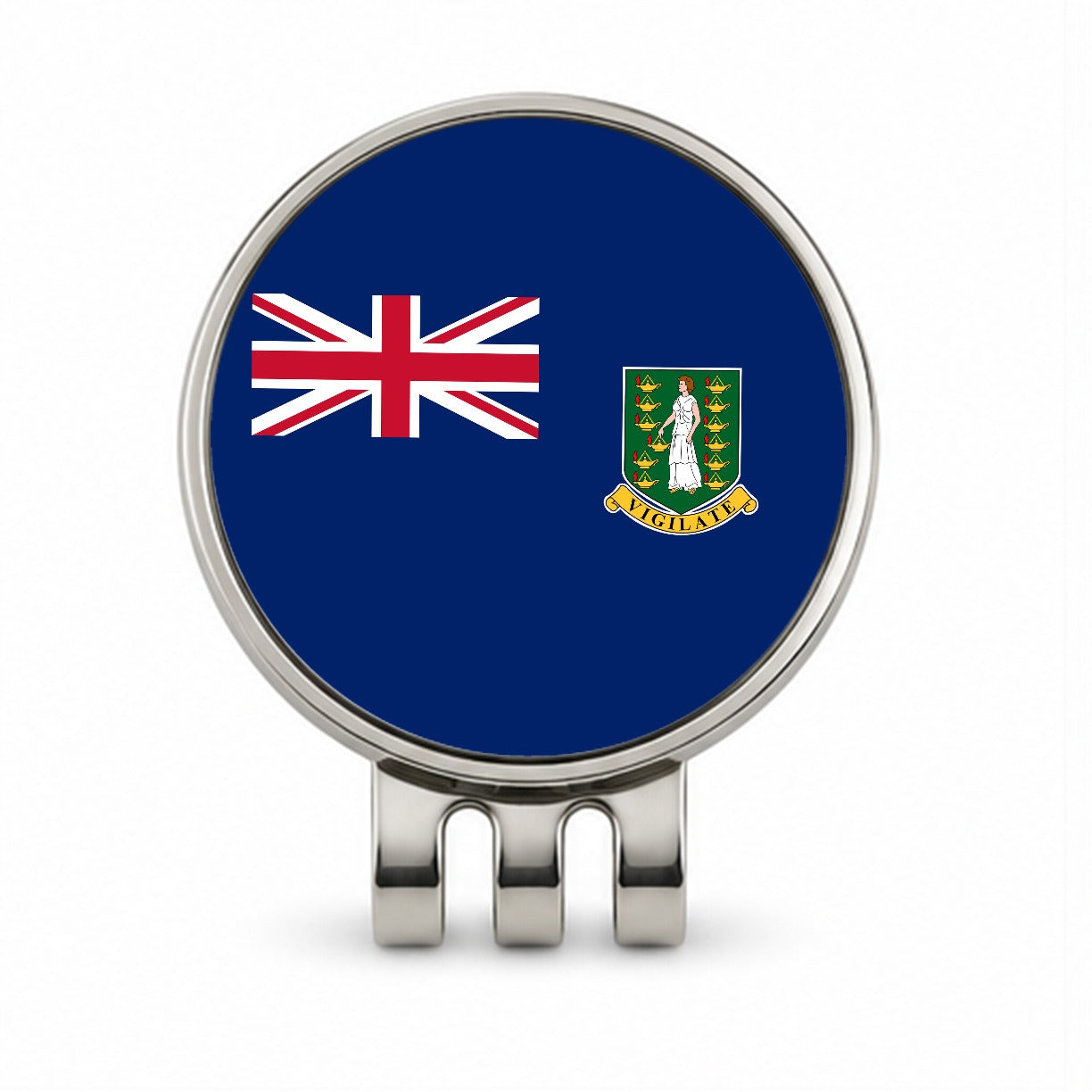 Virgin Islands (British) Country Flag Golf Hat Clip with Ball Marker