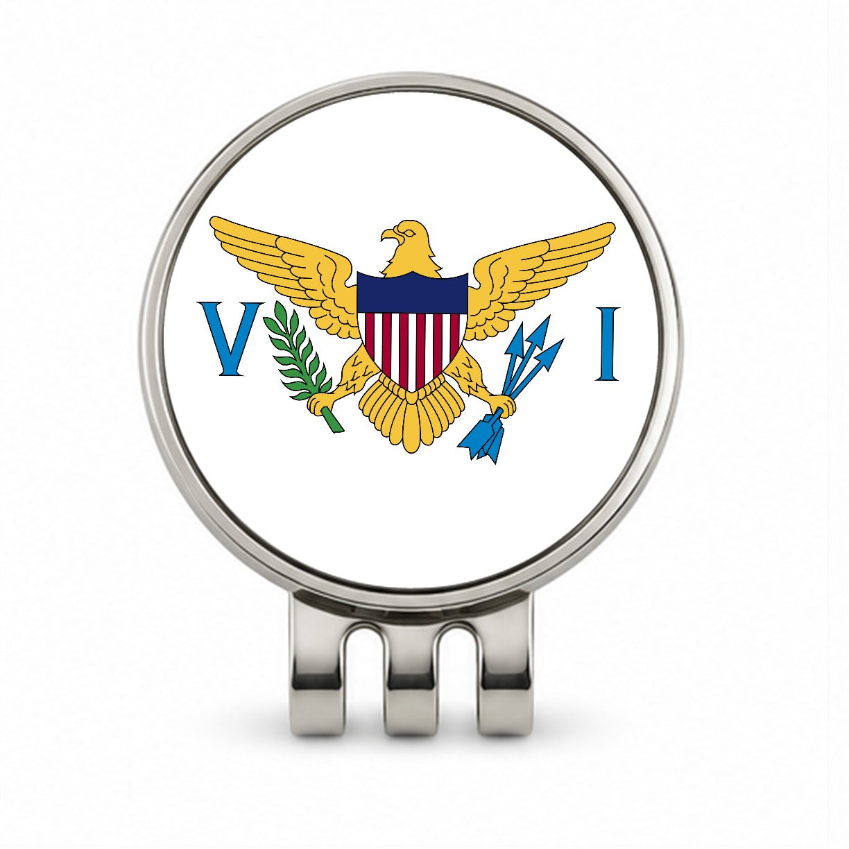 Virgin Islands (U.S.) Country Flag Golf Hat Clip with Ball Marker