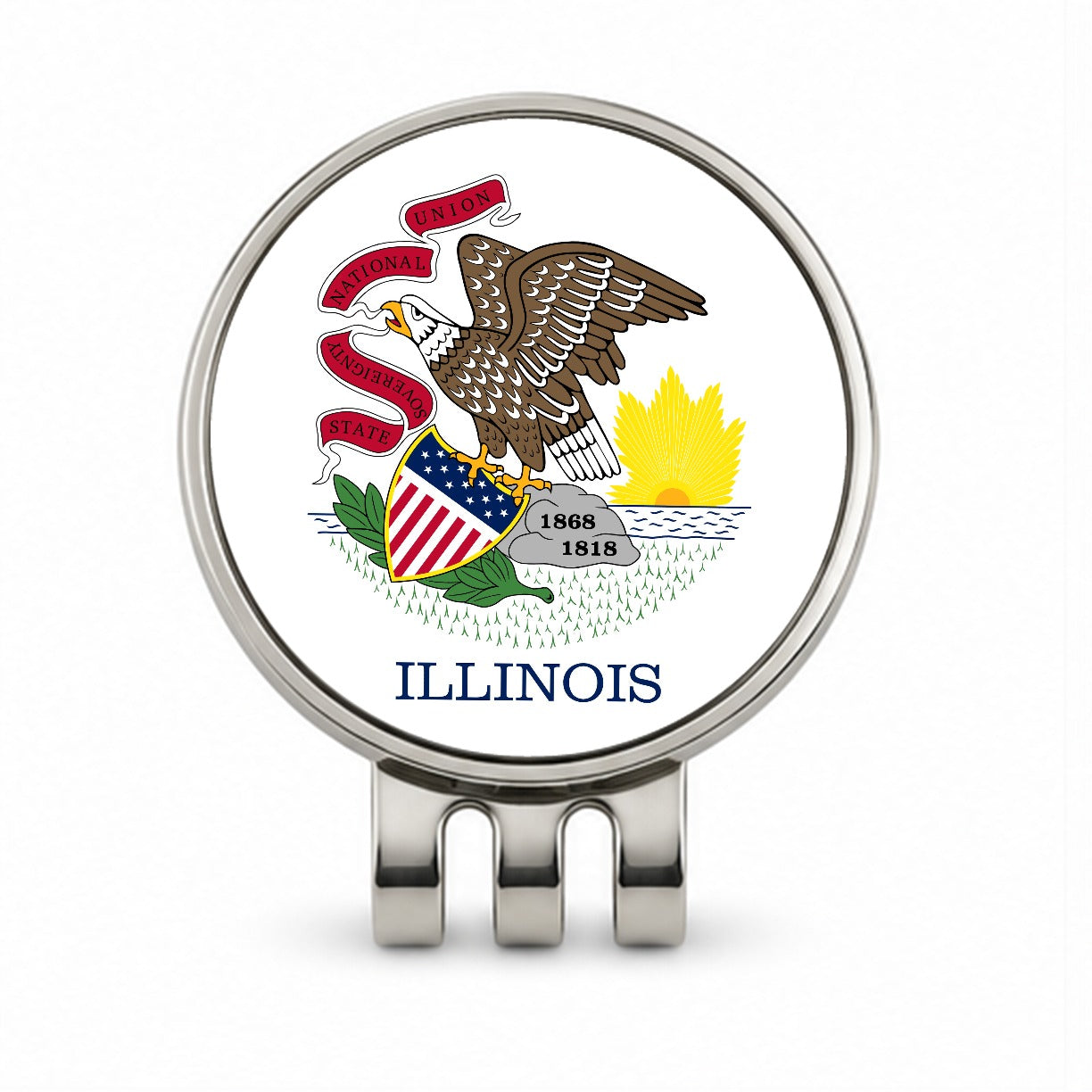 Illinois IL State Flag Golf Hat Clip with Ball Marker