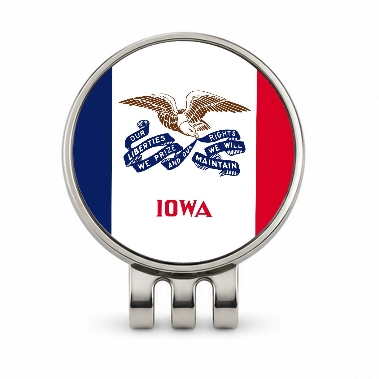 Iowa IA State Flag Golf Hat Clip with Ball Marker