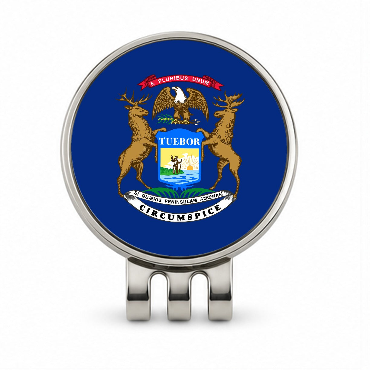 Michigan MI State Flag Golf Hat Clip with Ball Marker