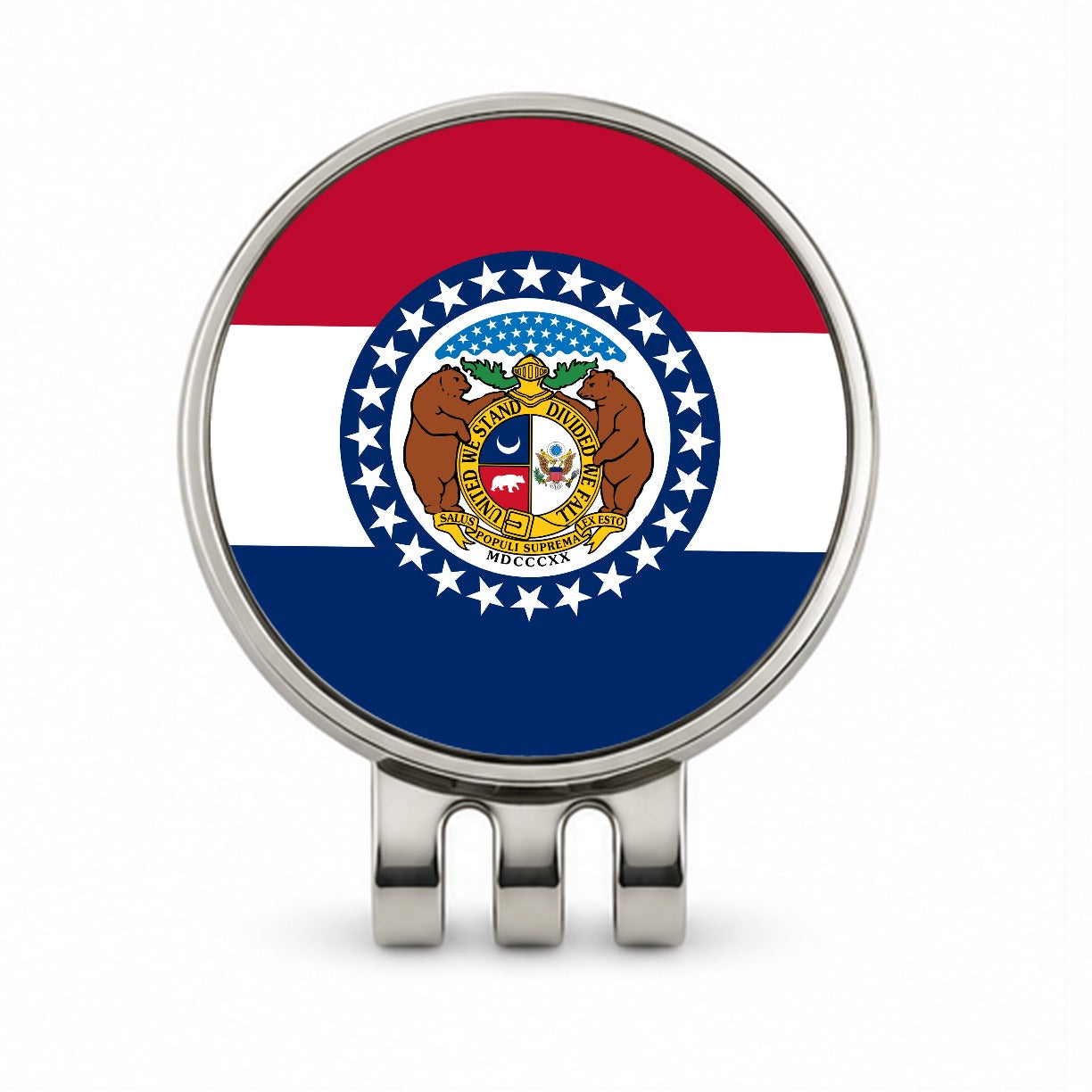 Missouri MO State Flag Golf Hat Clip with Ball Marker