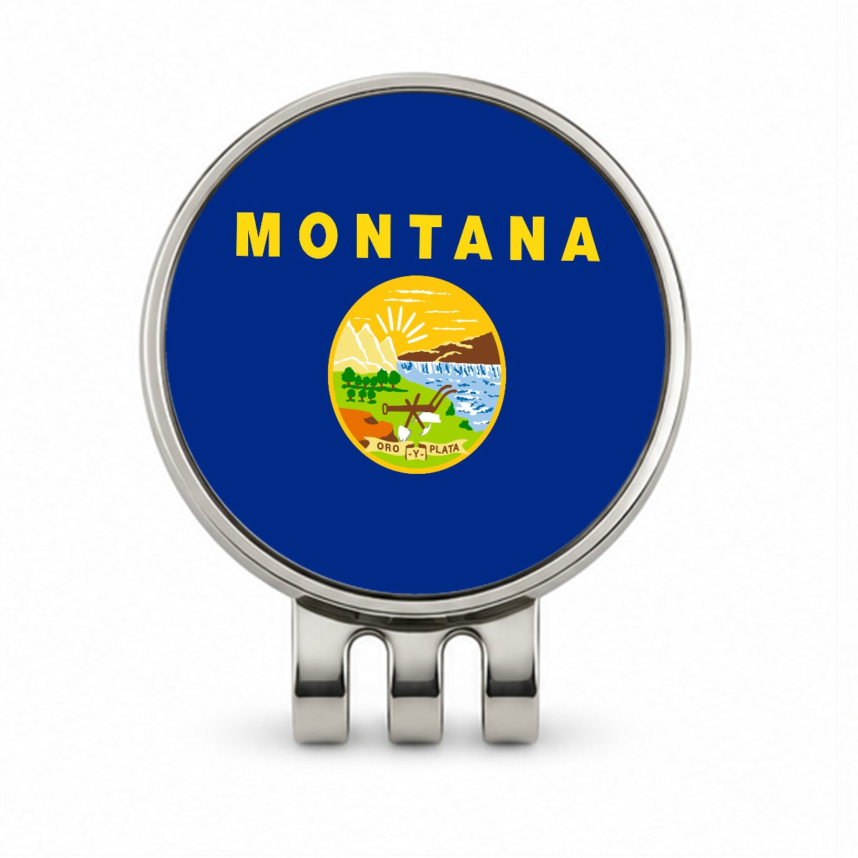 Montana MT State Flag Golf Hat Clip with Ball Marker