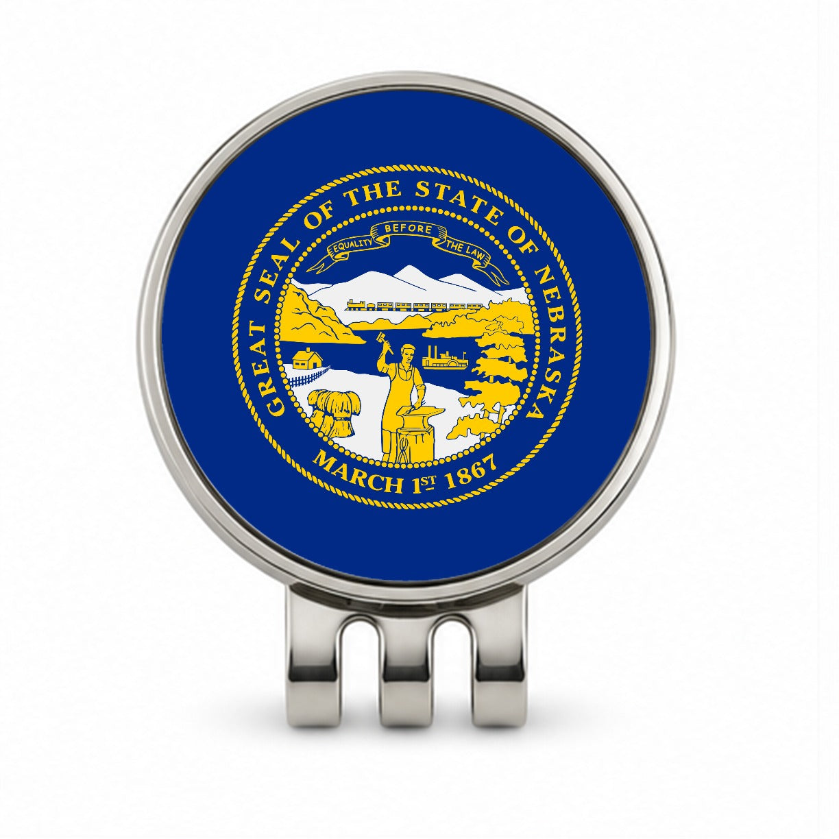 Nebraska NE State Flag Golf Hat Clip with Ball Marker