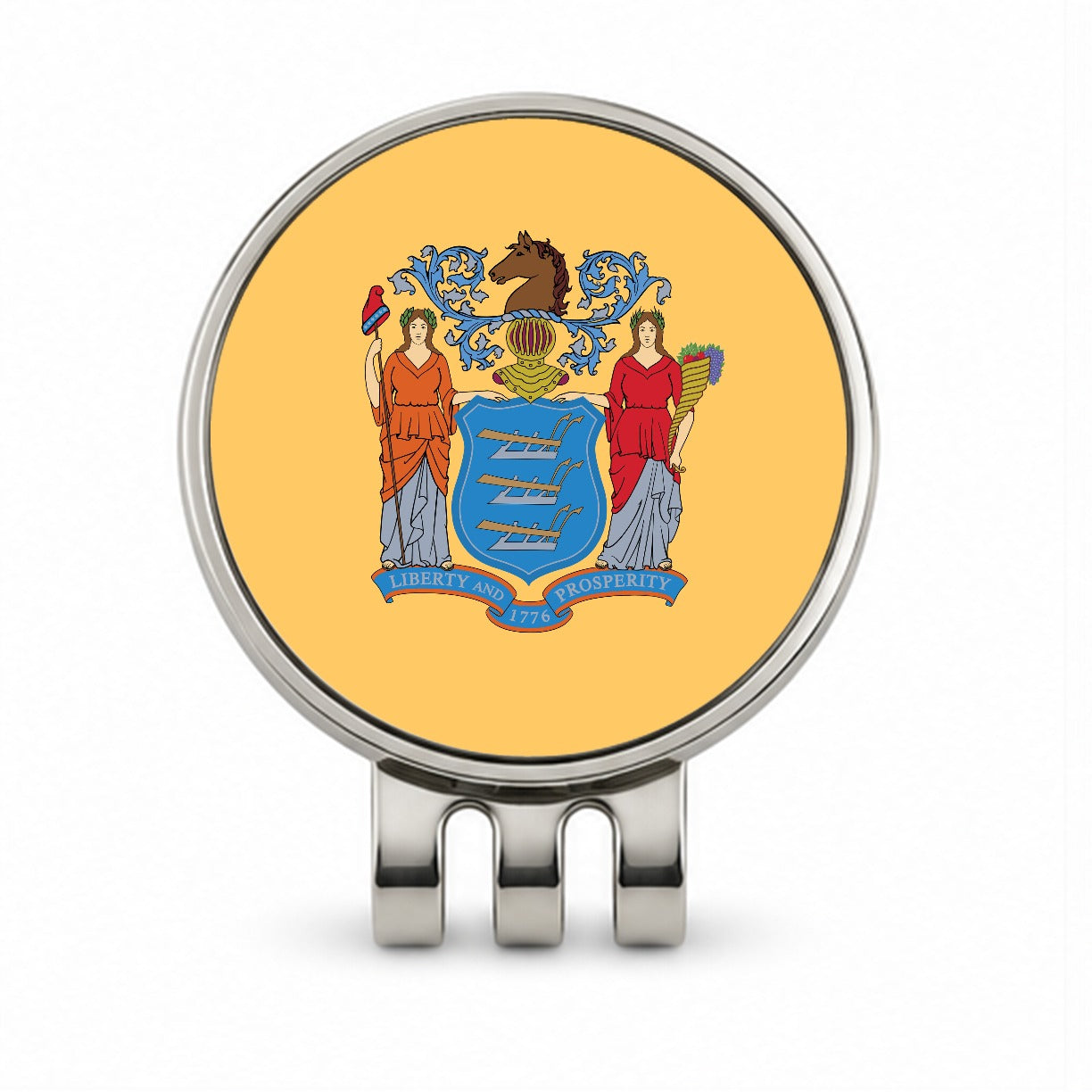 New Jersey NJ State Flag Golf Hat Clip with Ball Marker