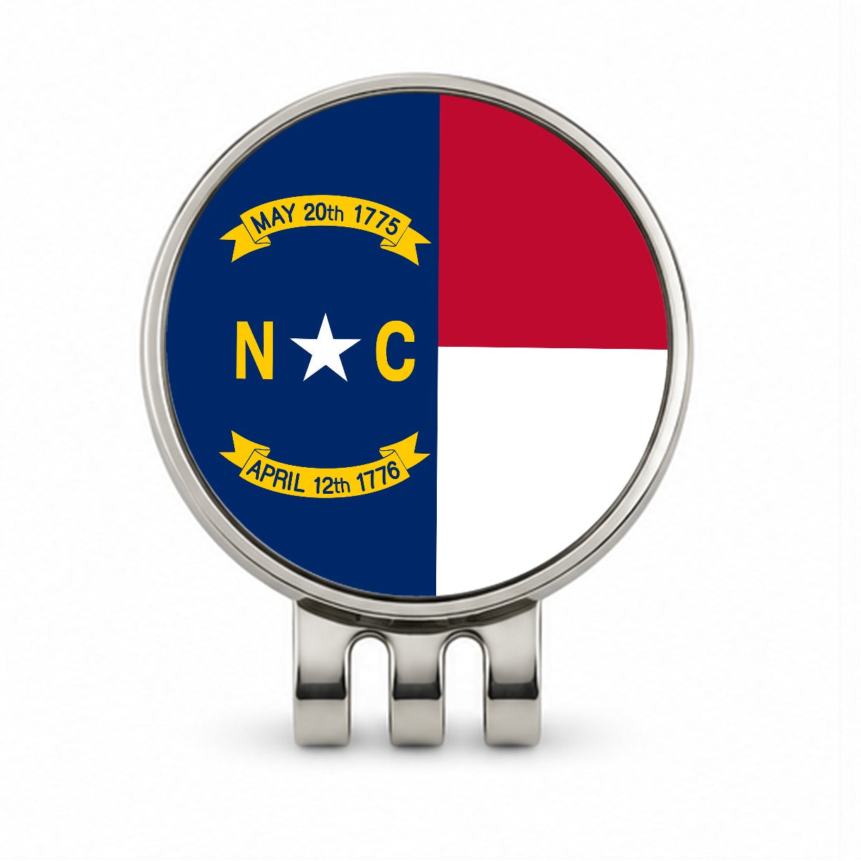 North Carolina State Flag Golf Hat Clip with Ball Marker