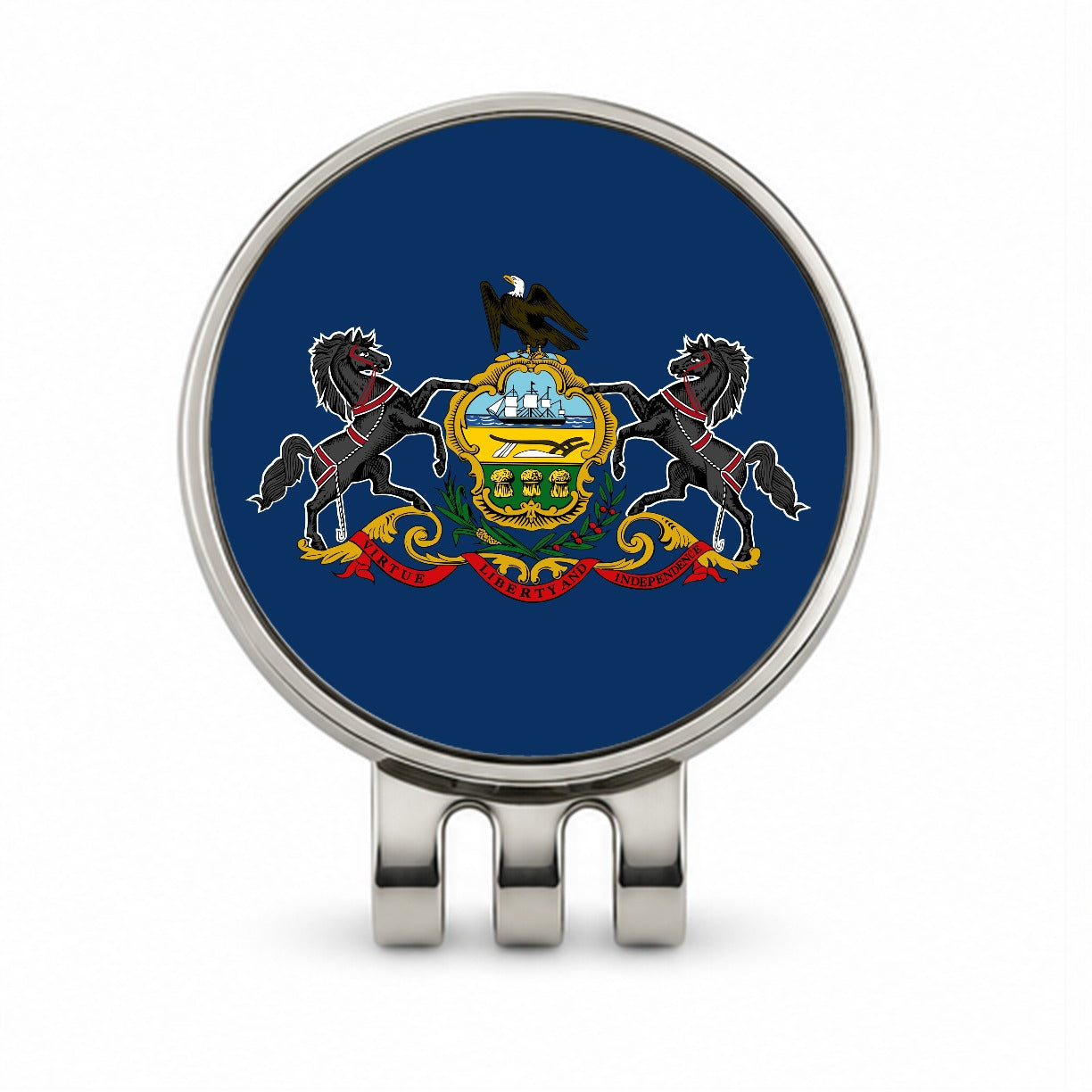 Pennsylvania PA State Flag Golf Hat Clip with Ball Marker