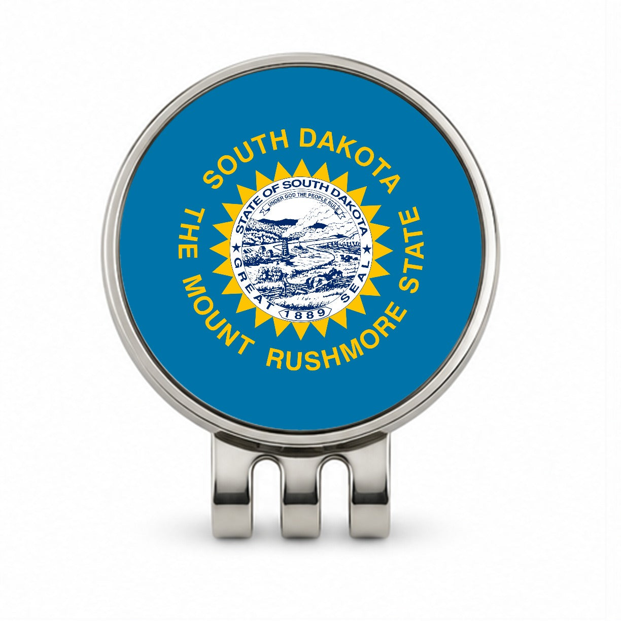 South Dakota SD State Flag Golf Hat Clip with Ball Marker