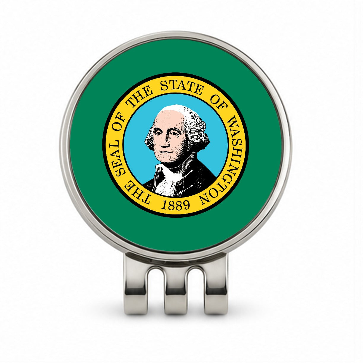 Washington WA State Flag Golf Hat Clip with Ball Marker
