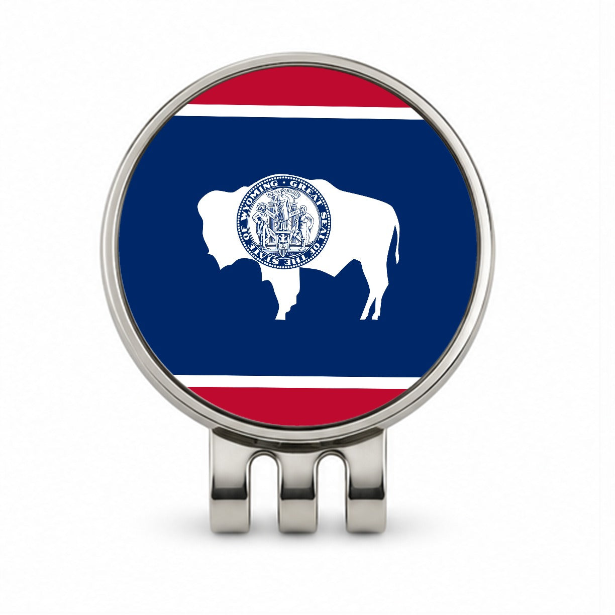 Wyoming WY State Flag Golf Hat Clip with Ball Marker