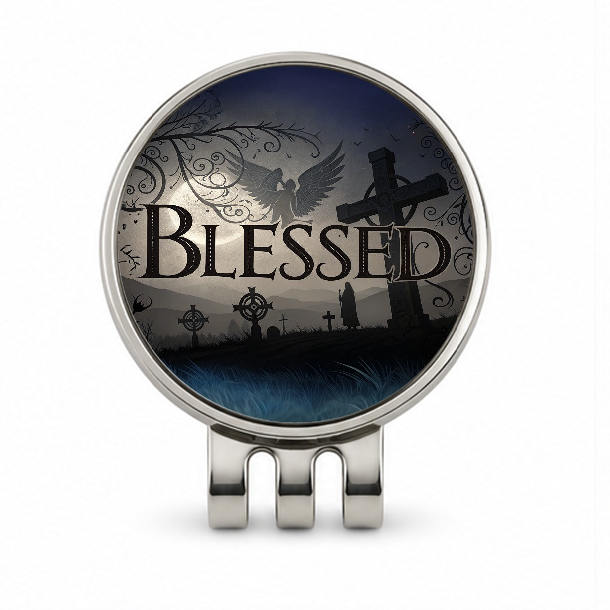 Blessed Angels Crosses Religious Golf Hat Clip with Ball Marker