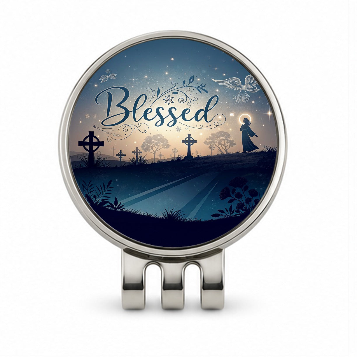 Blessed Religious Crosses Golf Hat Clip with Ball Marker