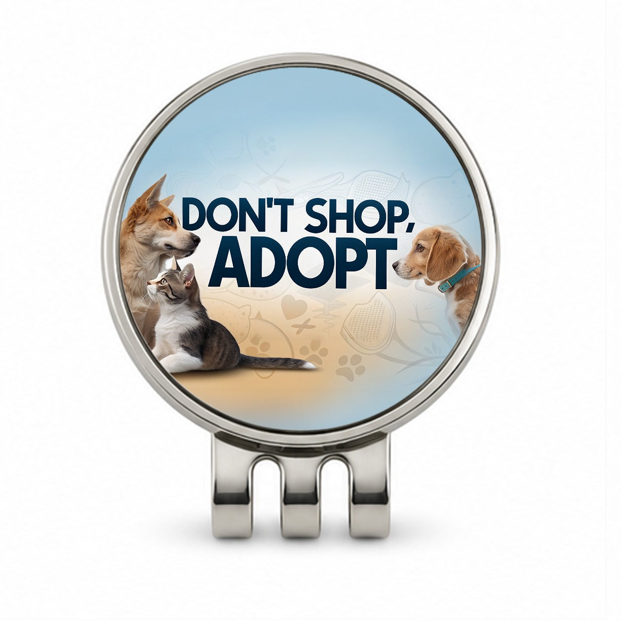 Don't Shop Adopt Dog Cat Rescue Golf Hat Clip with Ball Marker