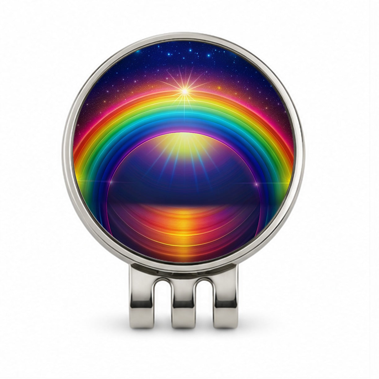 Glowing Rainbow Golf Hat Clip with Ball Marker