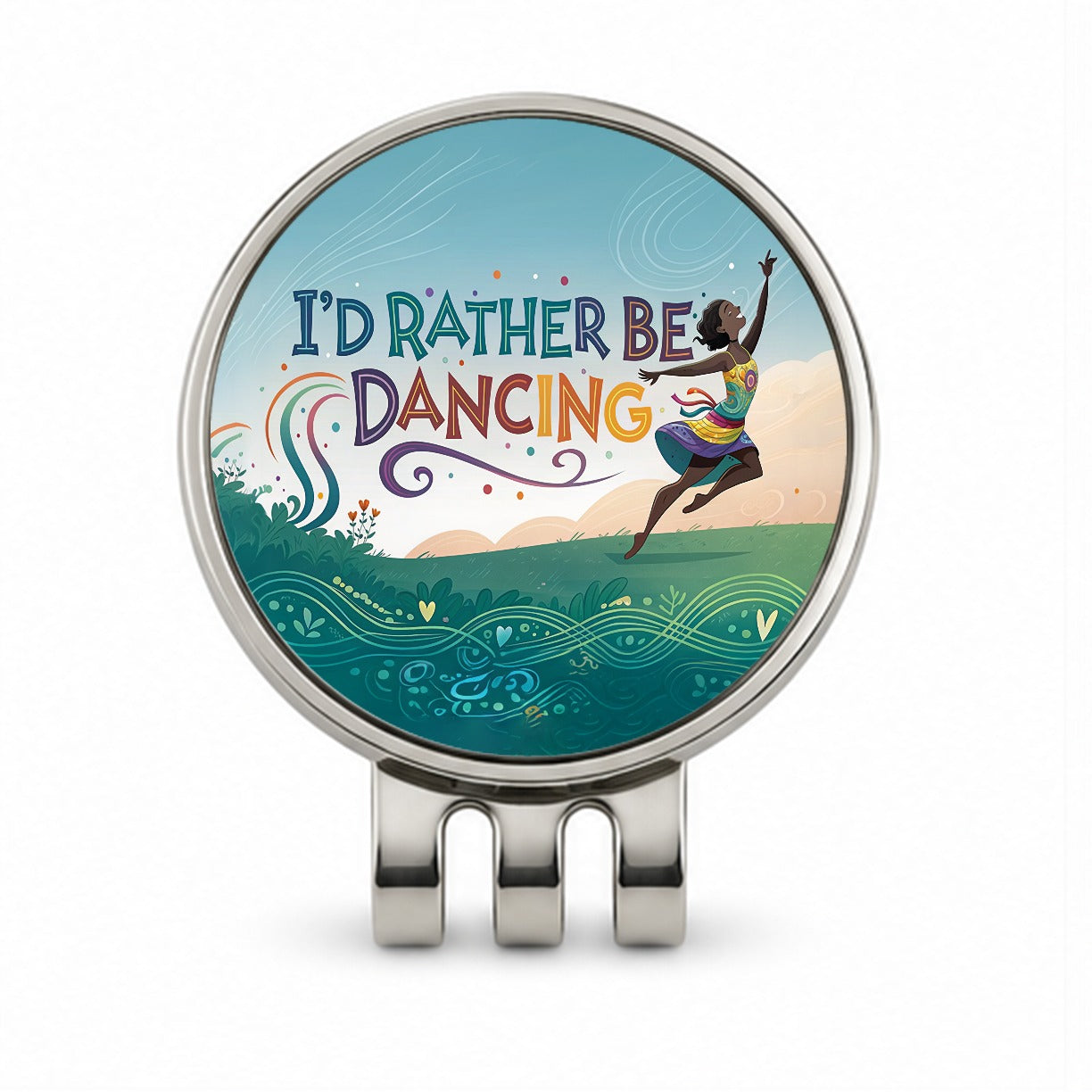 I'd Rather Be Dancing Dance Rainbow Golf Hat Clip with Ball Marker
