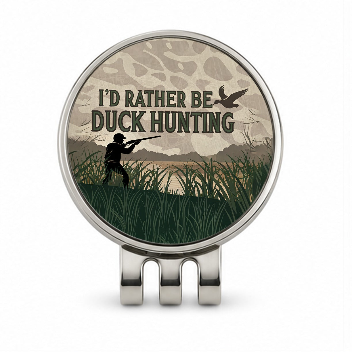 I'd Rather Be Duck Hunting Hunter Golf Hat Clip with Ball Marker