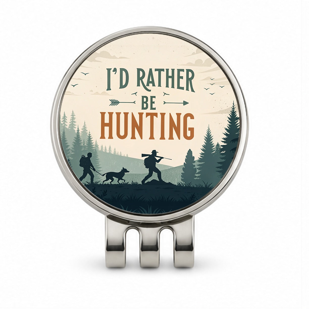 I'd Rather Be Hunting Hunter Golf Hat Clip with Ball Marker