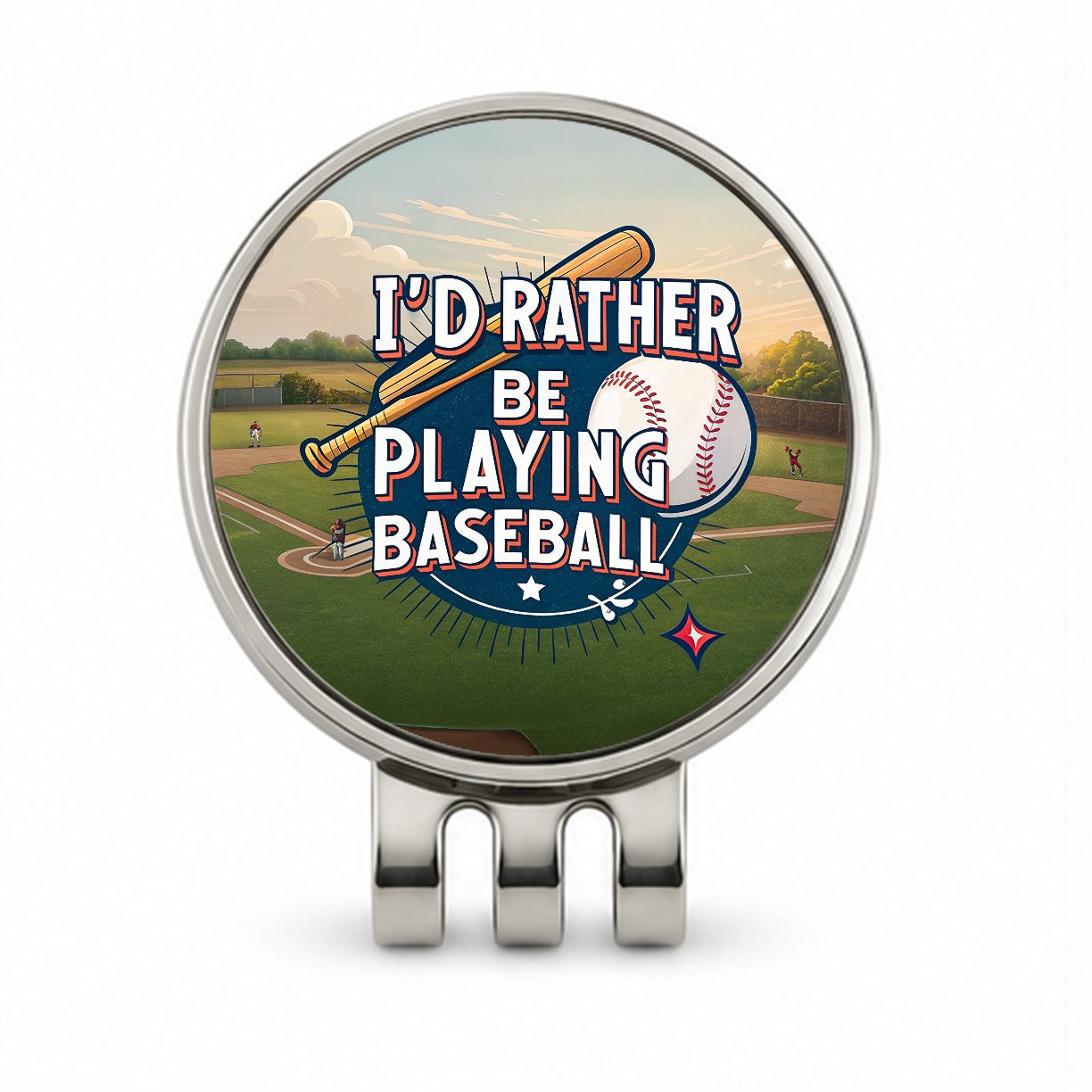 I'd Rather Be Playing Baseball Golf Hat Clip with Ball Marker