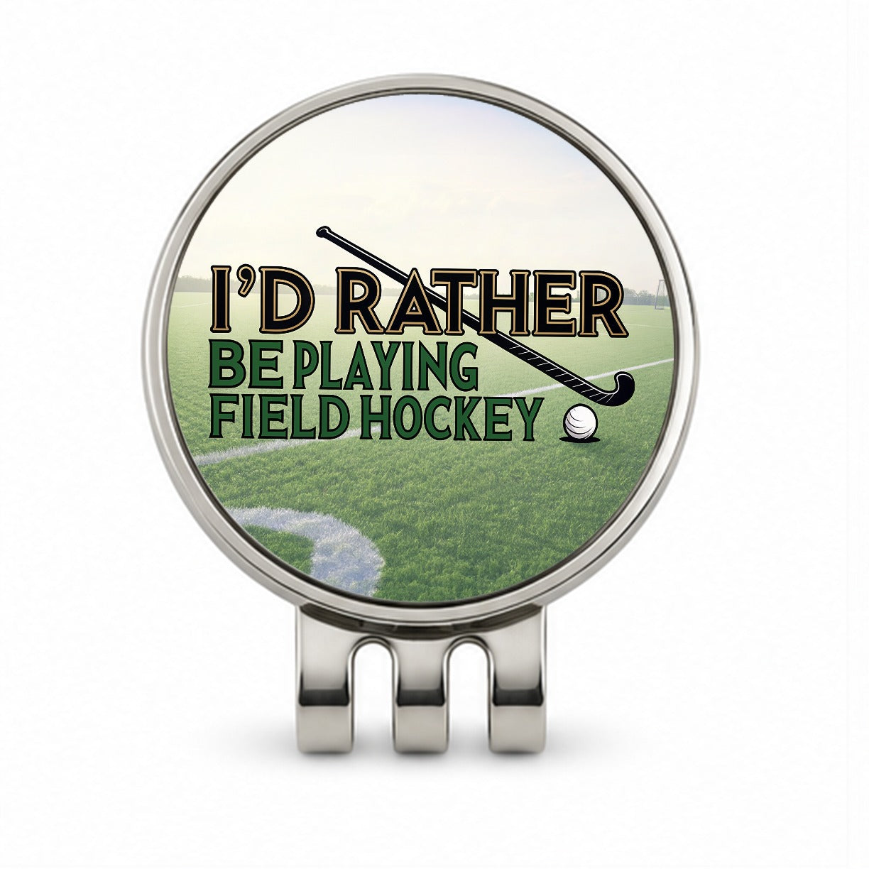 I'd Rather Be Playing Field Hockey Golf Hat Clip with Ball Marker