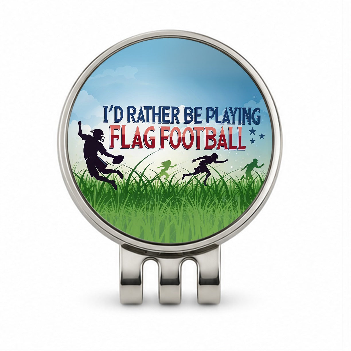 I'd Rather Be Playing Flag Football Golf Hat Clip with Ball Marker