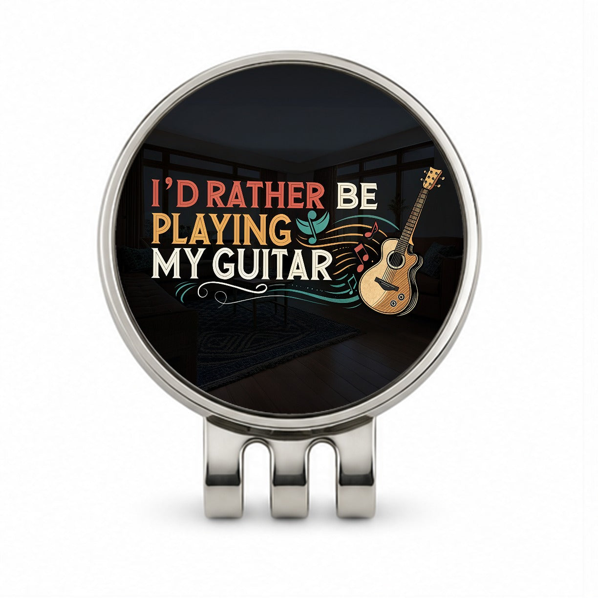 I'd Rather Be Playing My Guitar Acoustic Golf Hat Clip with Ball Marker