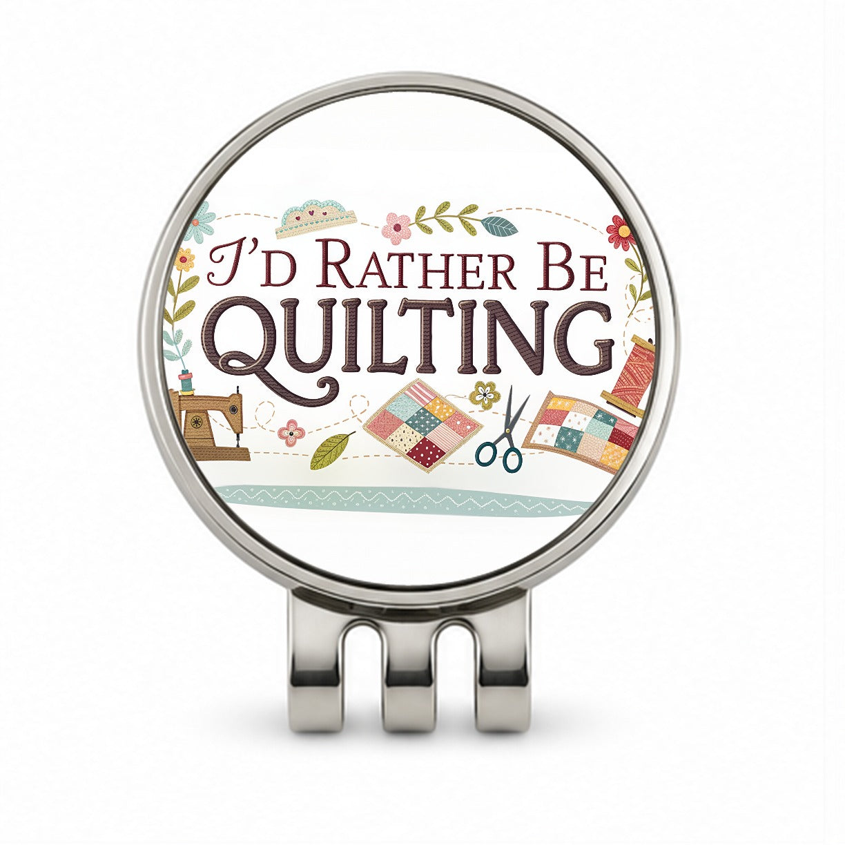 I'd Rather Be Quilting Golf Hat Clip with Ball Marker