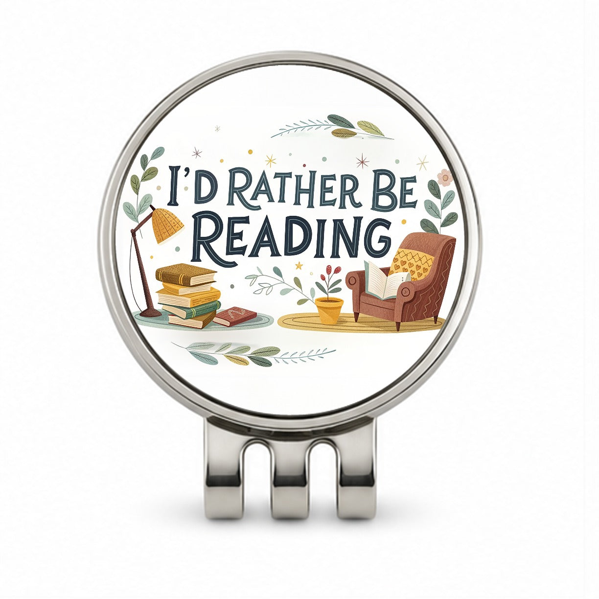 I'd Rather Be Reading Golf Hat Clip with Ball Marker