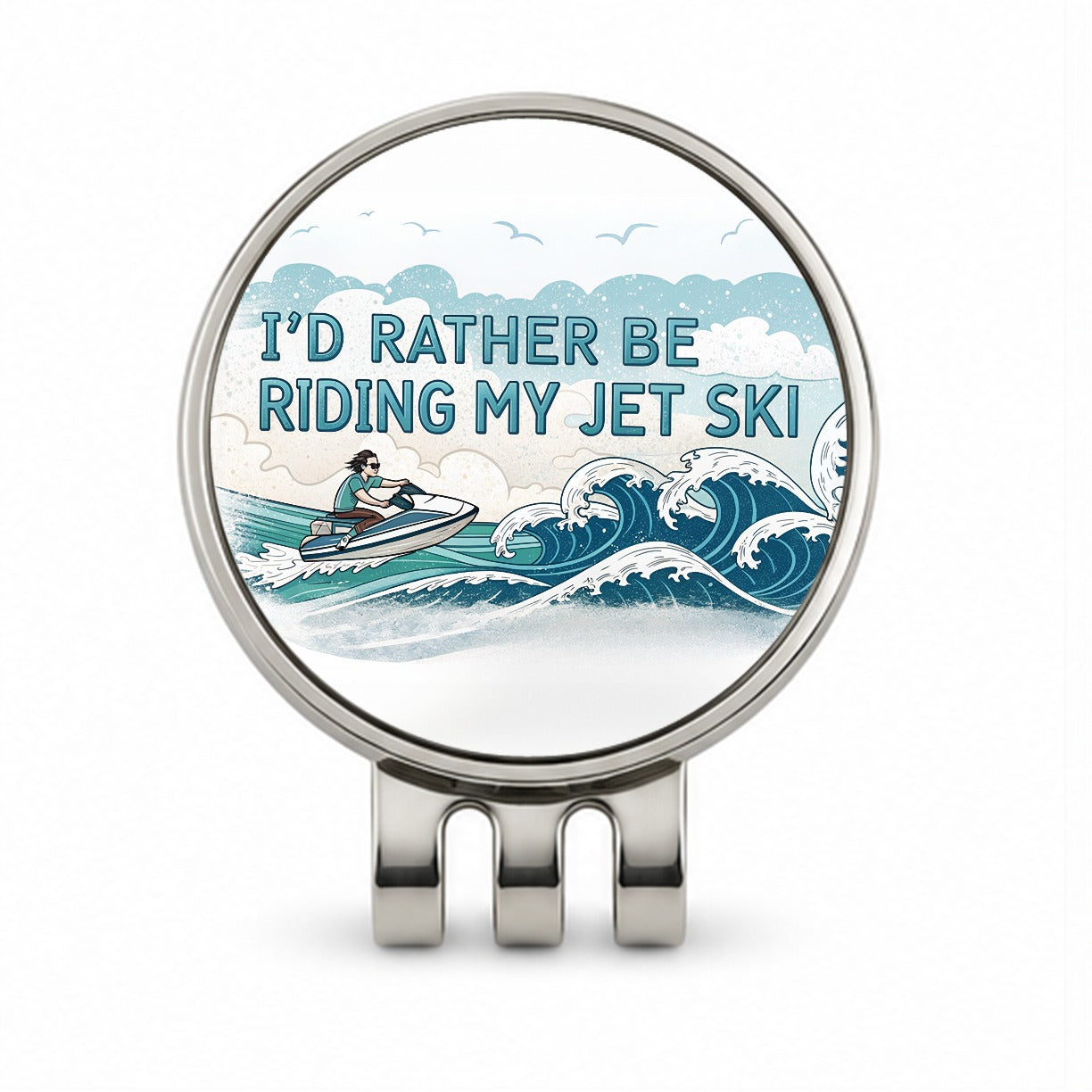 I'd Rather Be Riding My Jet Ski Golf Hat Clip with Ball Marker