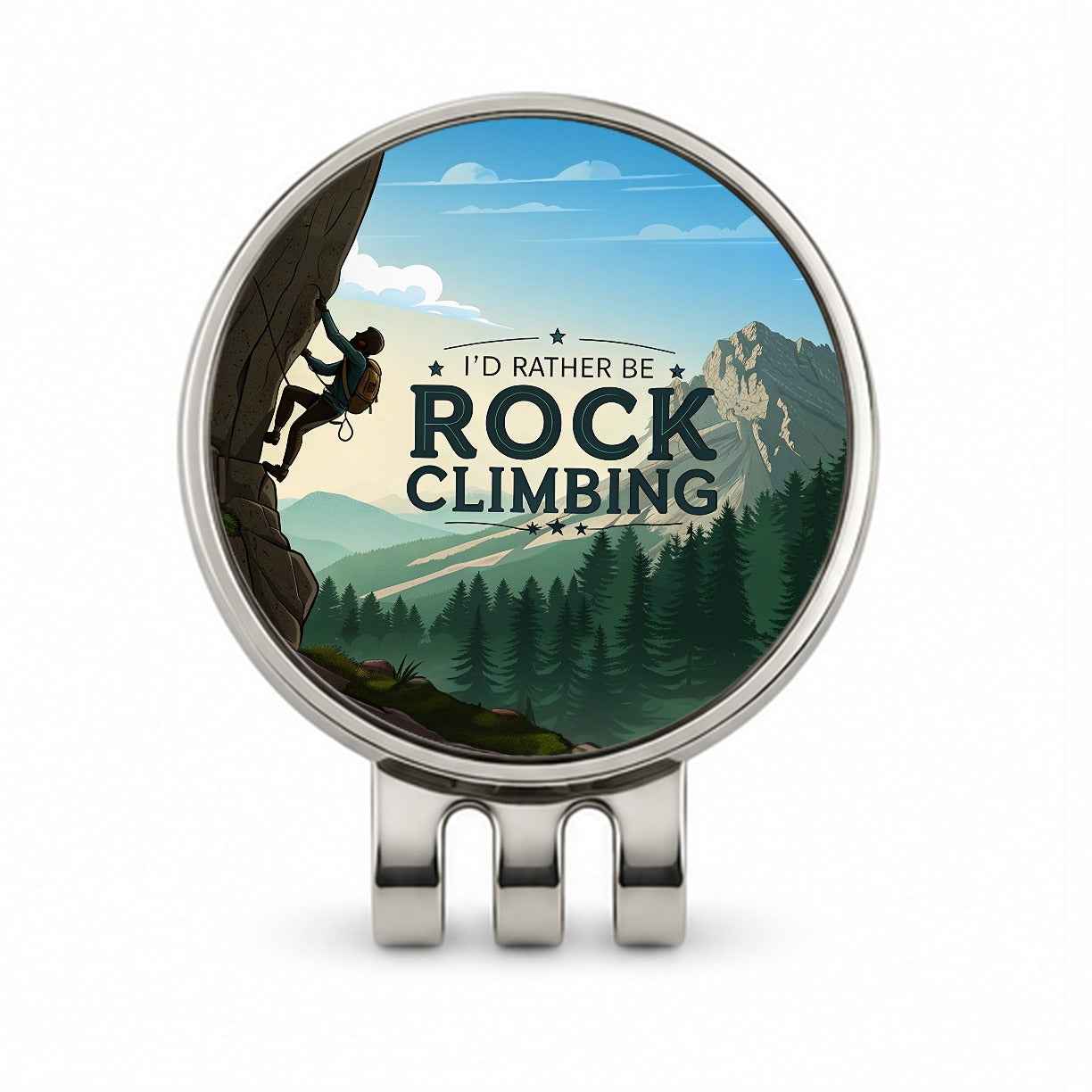 I'd Rather Be Rocking Climbing Golf Hat Clip with Ball Marker