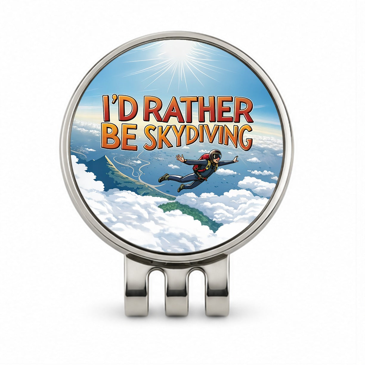 I'd Rather Be Skydiving Skydiver Golf Hat Clip with Ball Marker